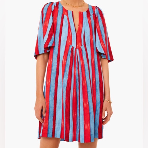 Tuckernuck Pomander Place Painterly Stripe Finley Flutter Sleeve Dress - Picture 4 of 14